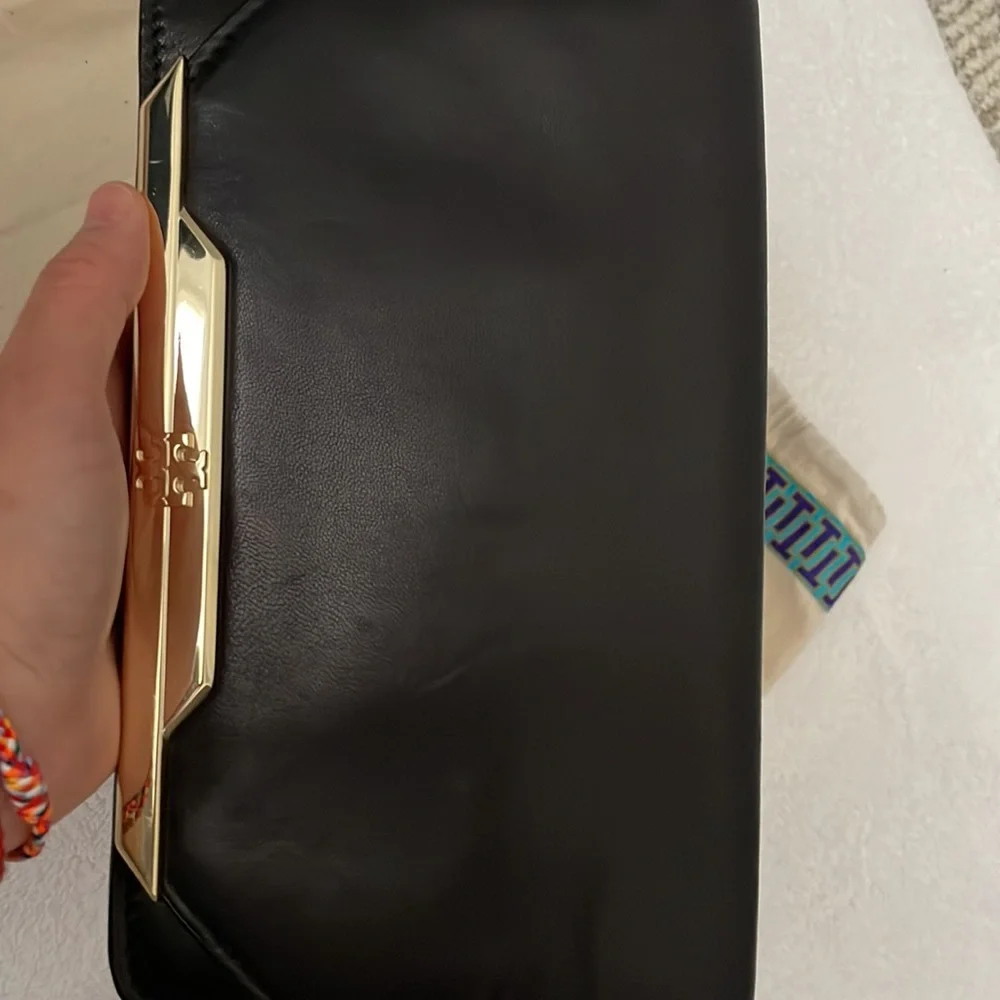 Tory Burch Black Clutch with Gold Accent - Picture 6 of 7